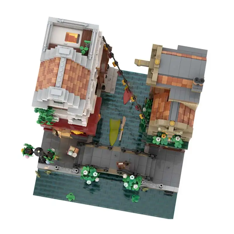 MOC- 205491   Canal blocos de construção casa de construção diy modelo montagem alta dificuldade blocos de construção brinquedos das crianças presente