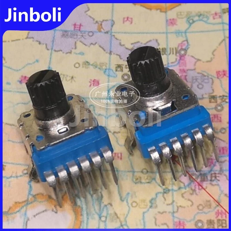 2PCS RK12 Type R231T E3100 Double 6Pins A10K A50K Audio Volume Rotary Potentiometer A103 A503 Flower Shaft Length 8MM