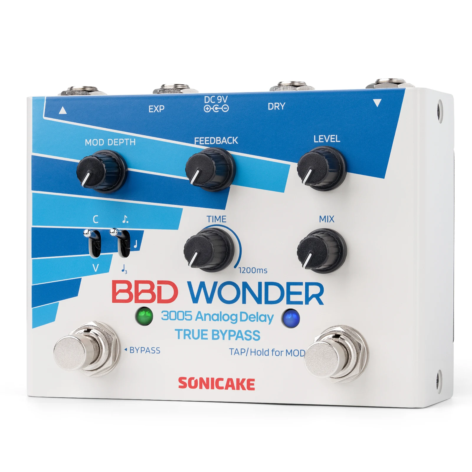 SONICAKE Local BBD Wonder Analog 1200ms Delay & Modulation Pedal 4 MN3005 BBD Chips Dual Footswitch Guitar Bass Effects Pedal QDS-10