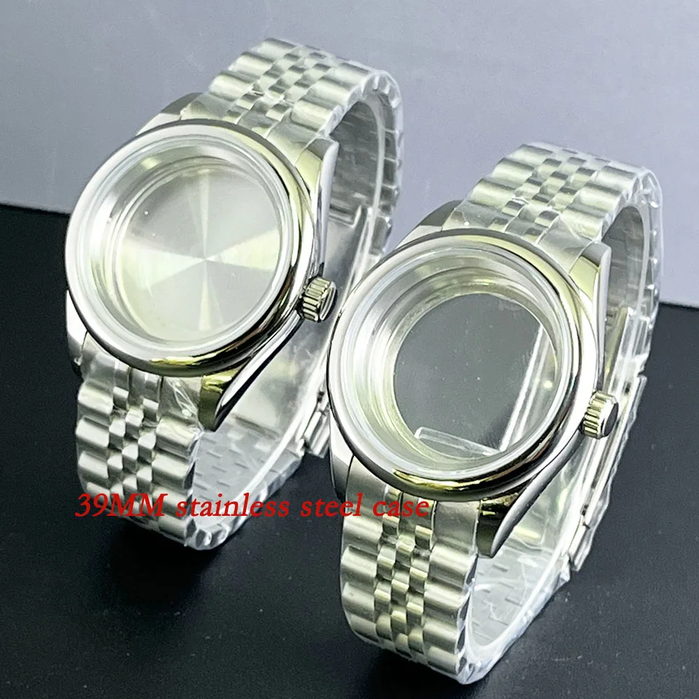 39MM men's case bracelet Flat sapphire glass part NH35NH36 movement 28.5mm dial stainless folding buckle strap