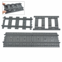 NEW City Trains Railway Tracks Flexible Switch Rails Crossing Forked Straight Curved Building Block Bricks Toy Compatible Brand