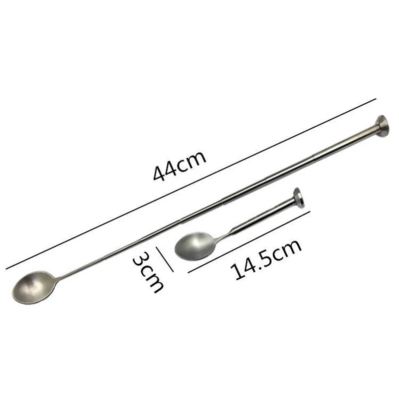 Cool adjustable artifact pocket long metal spoon telescopic bar spoon adjustable stainless steel spoon