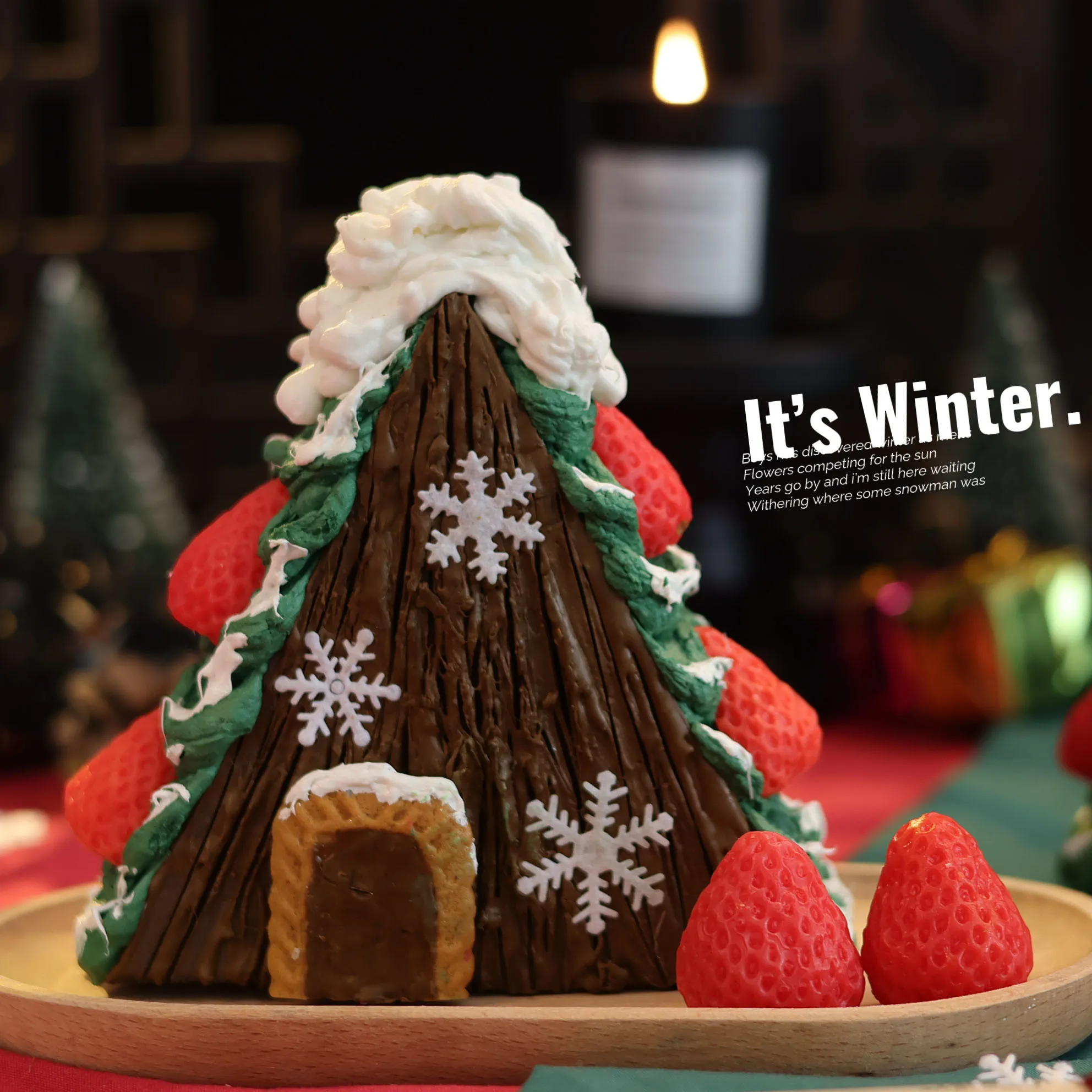 Christmas Tree House Handmade Soap Cute Forest Cabin Shaped Art Soap with Strawberry Snowflake Decor Bath Soaps Gift Giving