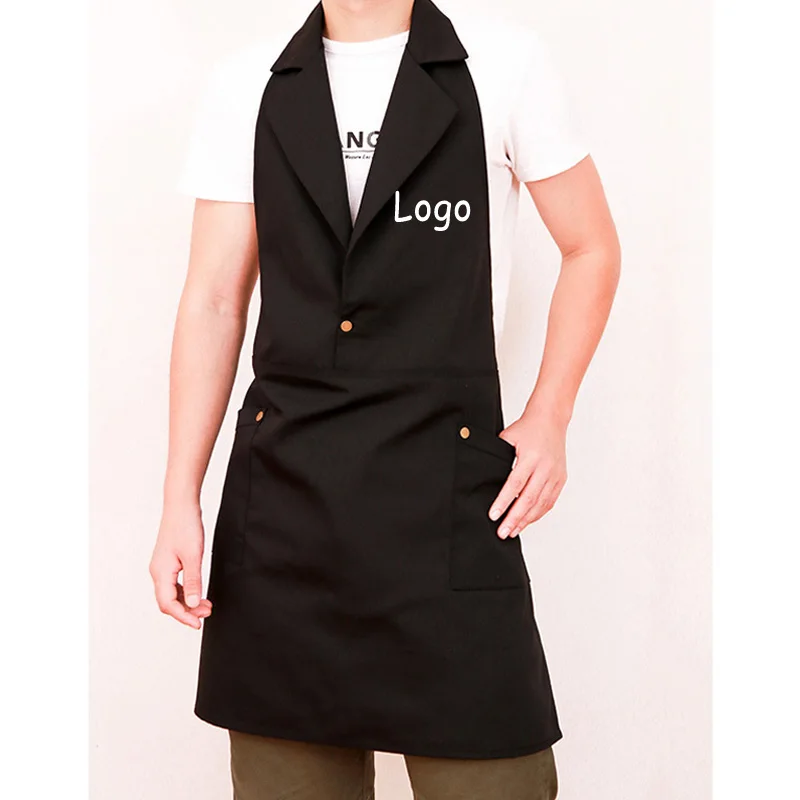 

Suit Lapel Kitchen Apron For Women/Men Bar Barista Restaurant Bakery Male Female Waiter Hairdressers Flower Milk Tea Shop Work U