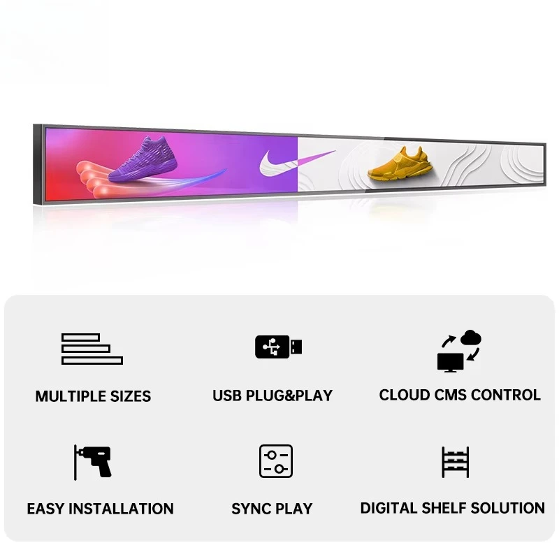 48 Inch Ultra Wide Stretched Bar LCD Advertising Display Ultra Stretch Screen