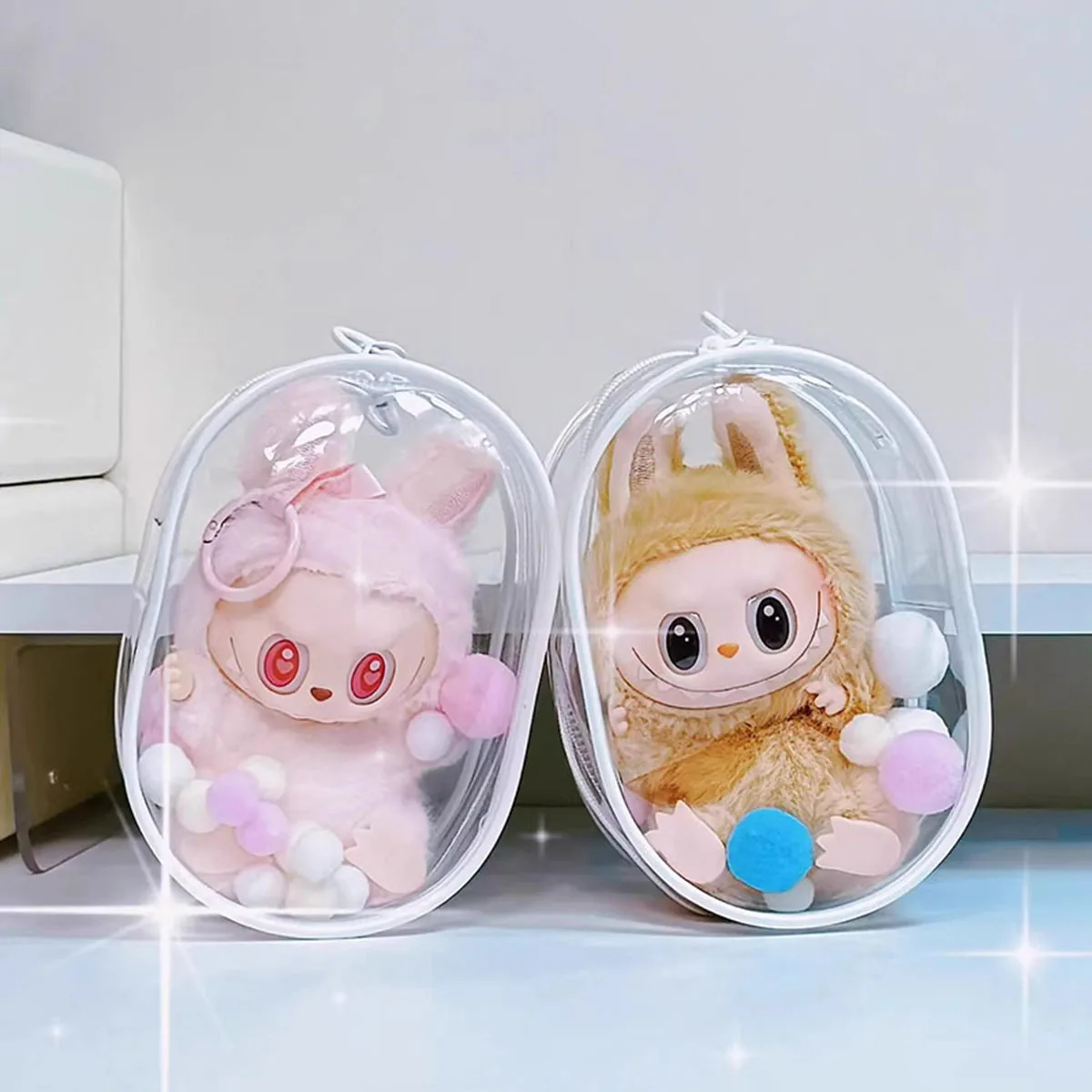 For Labubu Protective Cover Dolls Bag Organizer Box Transparent Doll Storage Bag