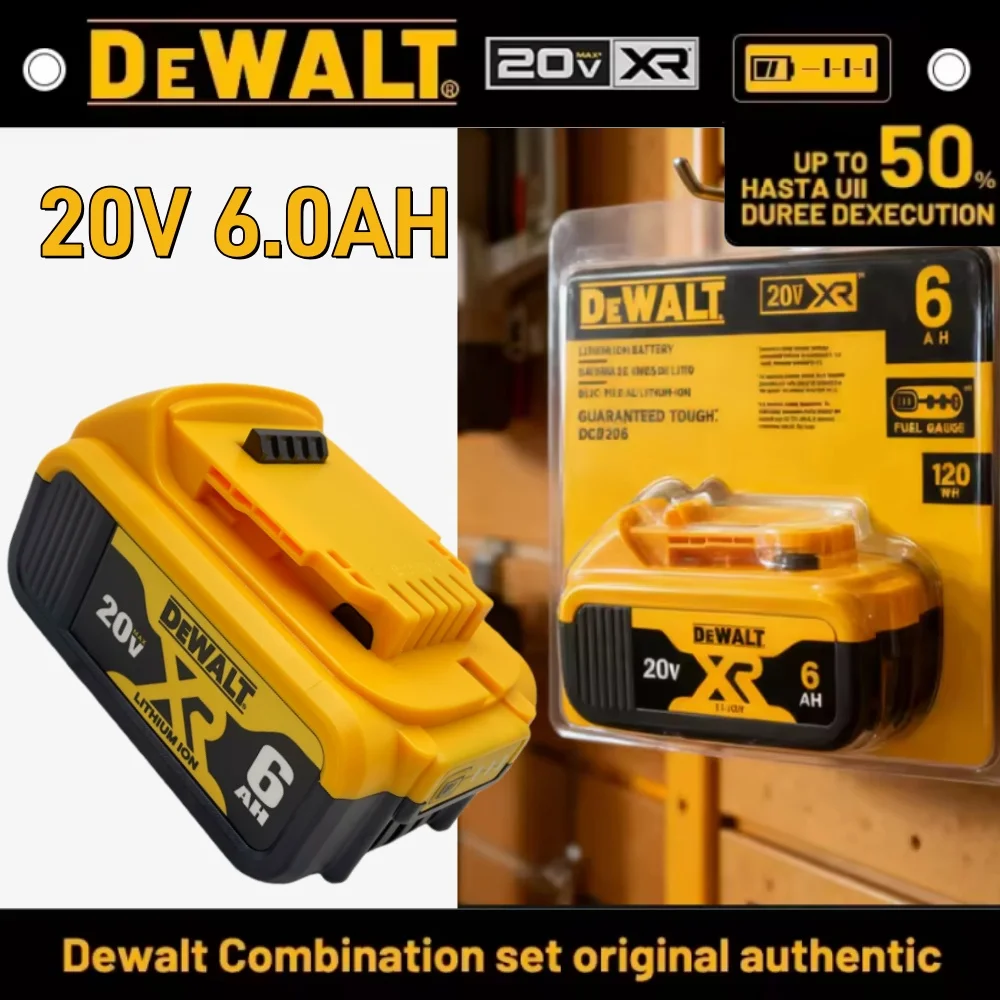 Original DEWALT 18V 20V 6.0AH Lithium Battery DCB206 DCB205 Fast Charging Power Tool Battery for Home Improvement