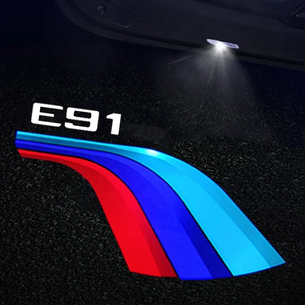 2PCS LED Car Door Projector Welcome Lights Ghost Shadow Courtesy Lamp for BMW 3 Series E91 Logo 2005‑2012 Badge Accessories