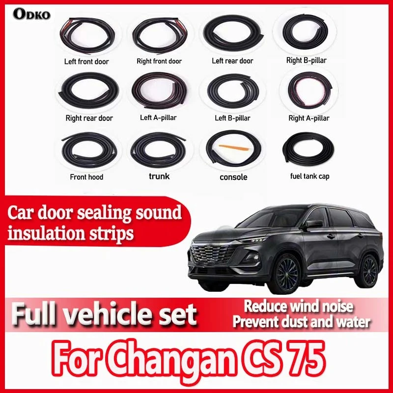 For Changan CS 75 Car Door Seal Strip Rubber Noise Insulation Dustproof Seal Strip Not easy to Fall off Car Accessories 12Pcs
