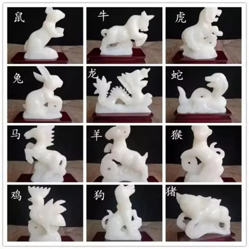 

Natural Jade Chinese Zodiac Animal Figurines, Carved Zodiac Signs Sculpture, Home Desk Decor, Art Collectible, Feng Shui Gift
