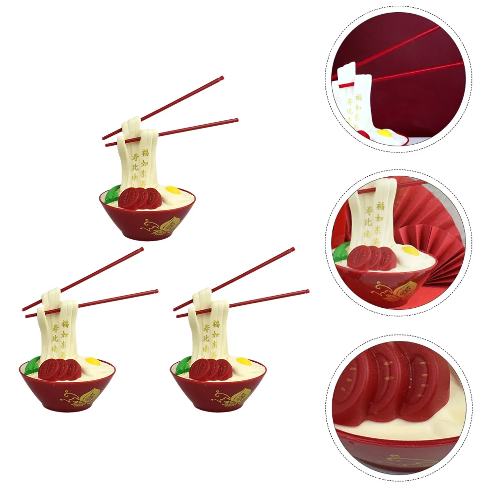 

3Pcs Longevity Noodles Birthday Cake Decoration Small Cake Decor Dessert Topper for Elders Longevity Noodles Model