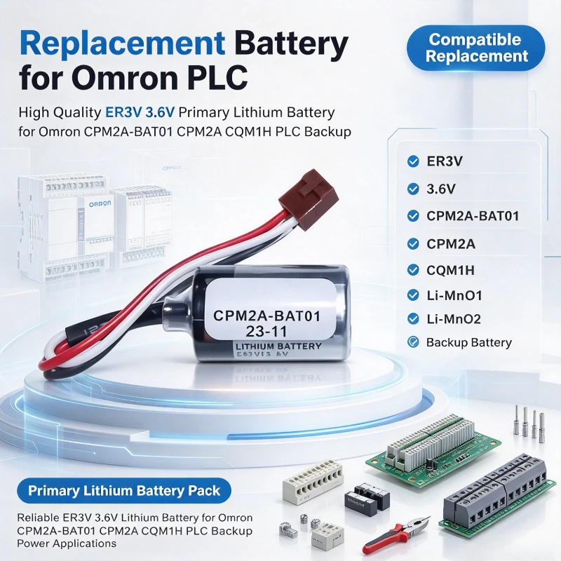 ER3V 3.6V  Primary Lithium Battery Replacement for Omron CPM2A-BAT01 CPM2A CQM1H PLC Backup Battery