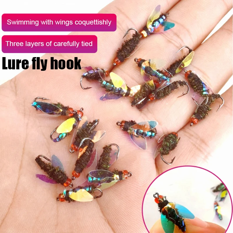 1PC Luya Fly Bait Fly Hook Mung Bean Fly Horsemouth Almanac Tilapia Tip Beak Predatory Freshwater Fish Bait Fishing