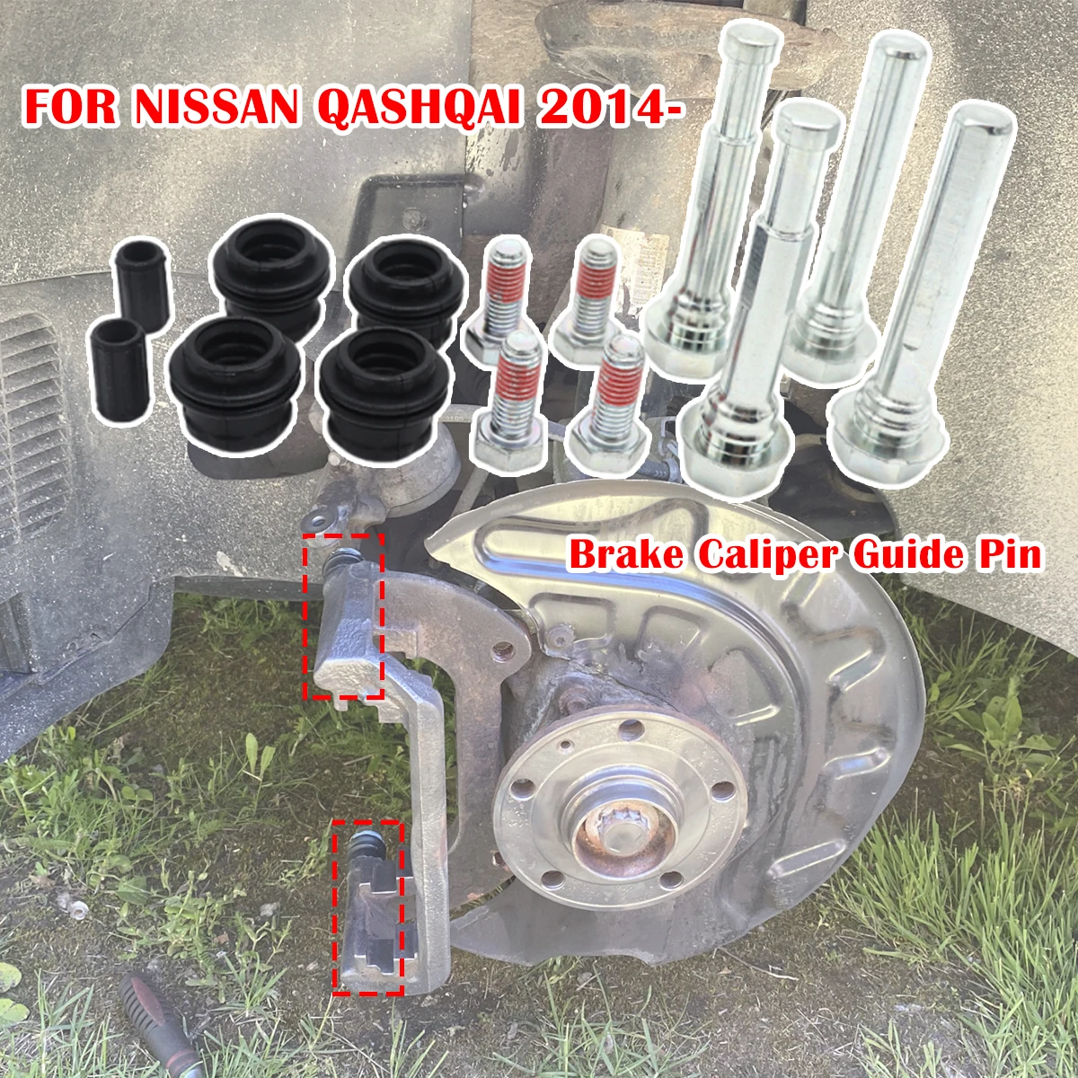 

14pcs FOR NISSAN QASHQAI 2014 2015- Brake Caliper Cylinder Slider Guide Pin For Disc Housing Bolts Rubber Bushing Boot Seal Kit