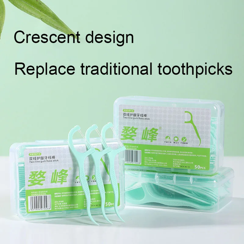 Doppia Linea Filo Interdentale Menta Arco Usa E Getta Design Portatile Pulizia Orale Stuzzicadenti Filo Interdentale Pick Carry-on Denti Per Adulti Igiene Orale
