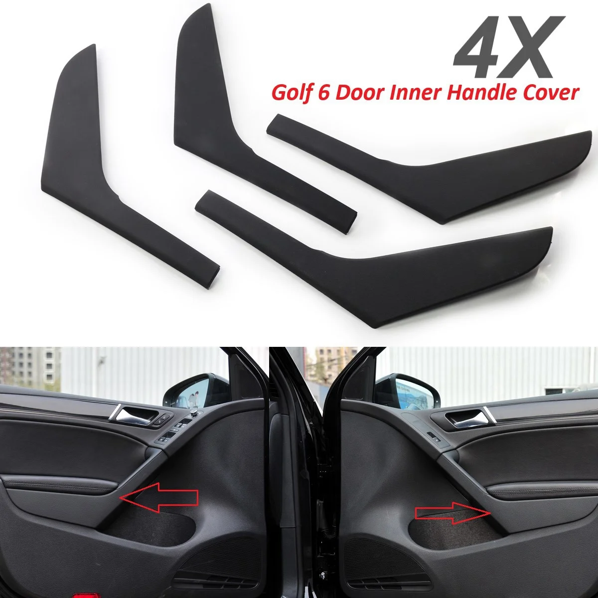 Car Interior Door Armrest Handle Strips Cover Replacement for Golf 6 2009-2013 5K4868039A 5K4868040A