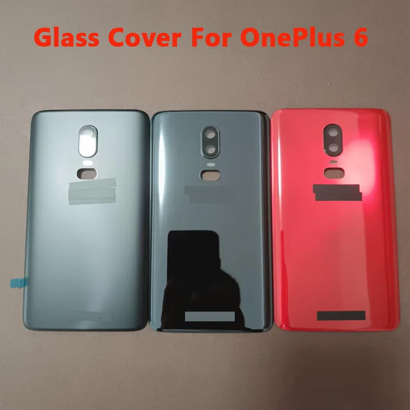 A+++ Glass Back Door Lid For Oneplus 6 Battery Door Back Cover Rear Housing Case Replacement Parts+Camera Lens+Adhesive Sticker