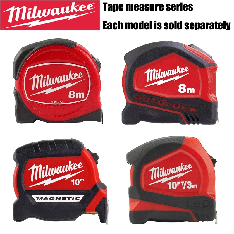 Milwaukee Tape Measure Series 8M/10M High Clarity Industrial Grade Used For Construction Sites Manual Measuring Tool