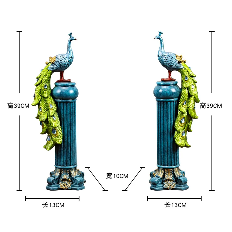 Imagem -06 - Pavão Resina Ornamentos Artesanato Chinês Sala de tv Gabinete Hotel Wine Entrada Decoração Coluna Romana