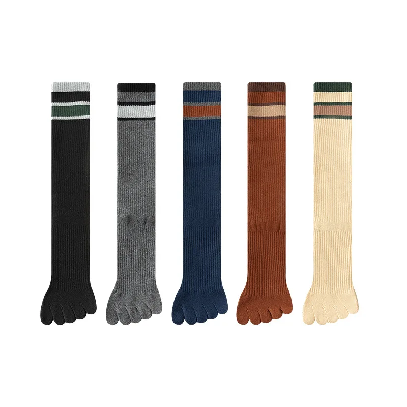 2 Pairs Over Knee Compression Socks Women Five Finger Socks with Grip Non-slip Yoga Pilates Toe Socks Anti-slip Stockings Women