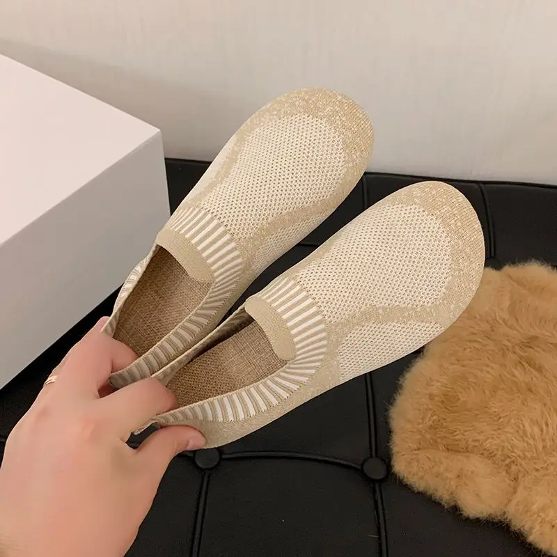Loafers Mesh Breathable Flat Slip On Ladies Shoes Women Footwear Luxury New Arrival 2025 Stylish Promotion A Korean Cotton