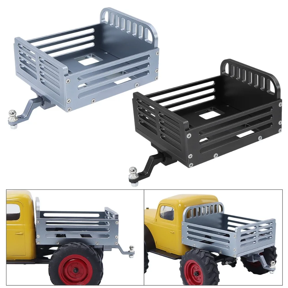 RC Metal Detachable Rear Trailer Cargo Tray With Hitch for FMS FCX24 1/24 Scale customizable size Crawler Upgrade Accessory