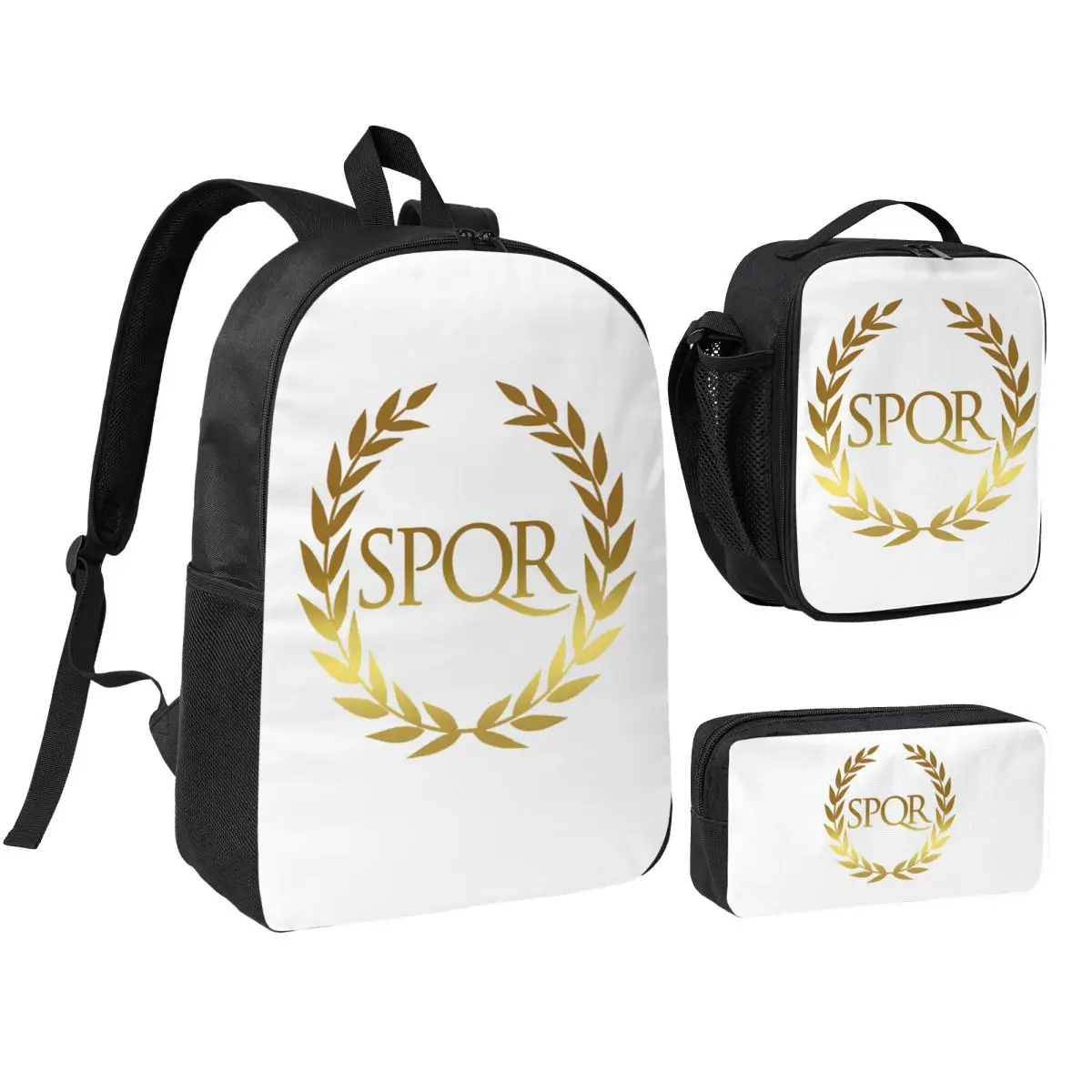 

Roman SPQR Backpack Student BookBag School Bag Shoulder Bags 3ps Insulated Lunch Bag Pencil Case