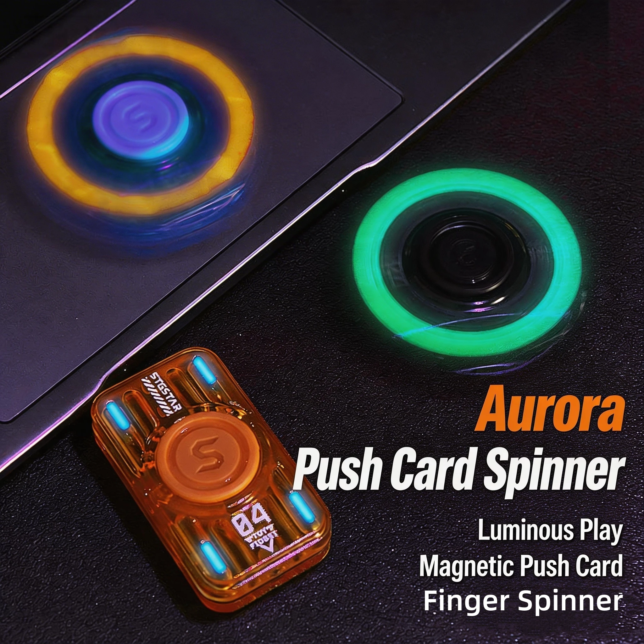 オーロラ-edc-磁気プッシュスピナーコイン-2-in-1-発光フィジェットトイ-ストレス解消用【発光チューブ6本入り】