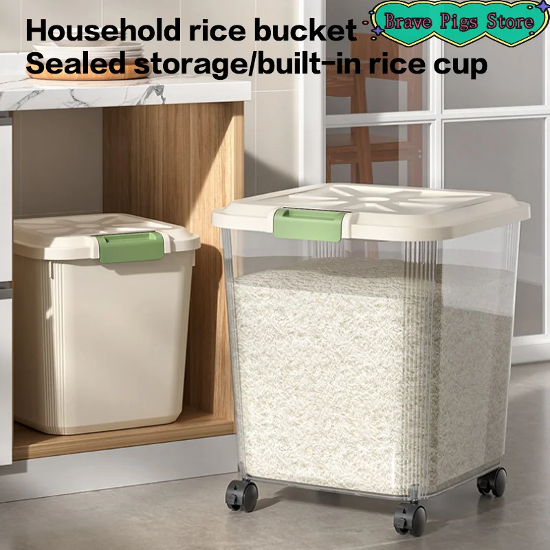 

5/10/15KG Rice Container Rice Storage Box Sealed Cereal Dispenser Insect Proof Pet Food Container Kitchen Organizer