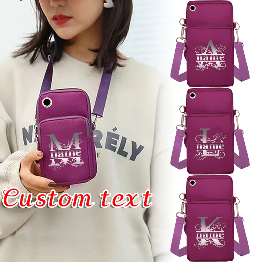 

Personalized Customization Name: Purple Handbag, Small Crossbody Bag, Women's Wallet, Fashionable Canvas, Mobile Wallet