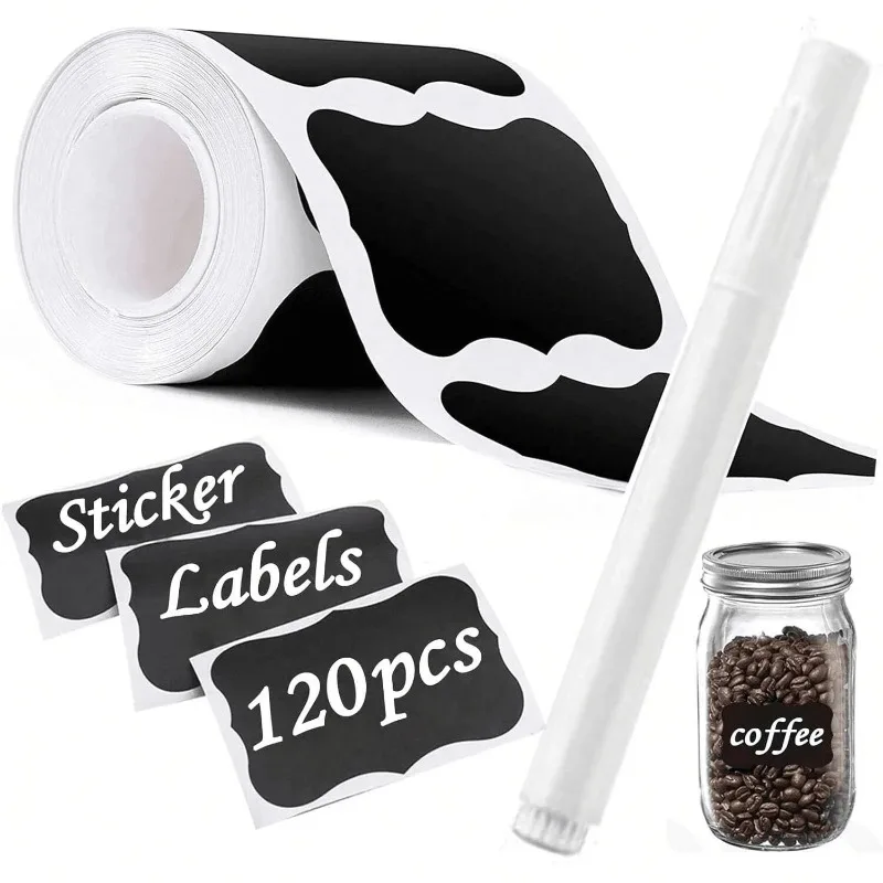 1 Roll of Labels Waterproof Removable Writing Blackboard Stickers Bottles Gift Labels Home Kitchen Supplies Furniture Stickers