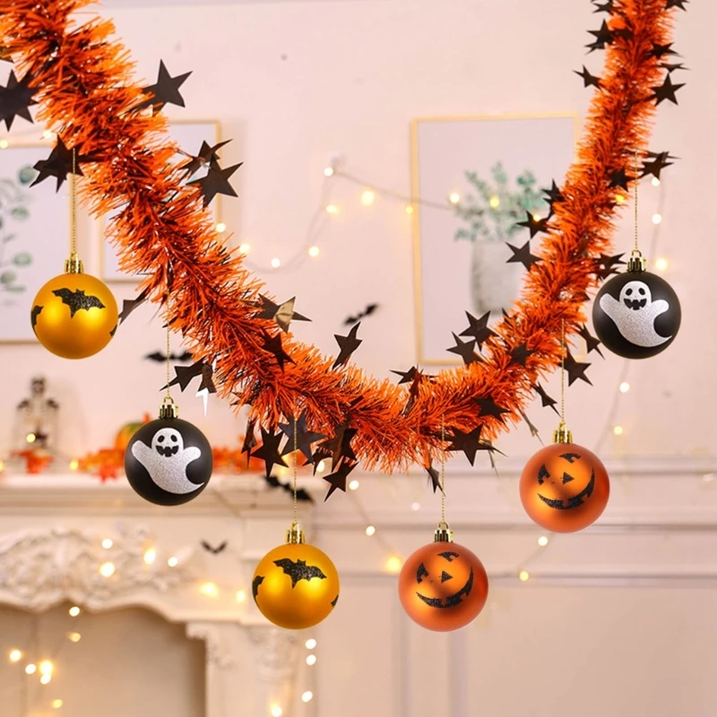 Lễ hội vòng hoa Tinsel trong bữa tiệc Halloween Vòng xoắn kim loại màu đen và màu