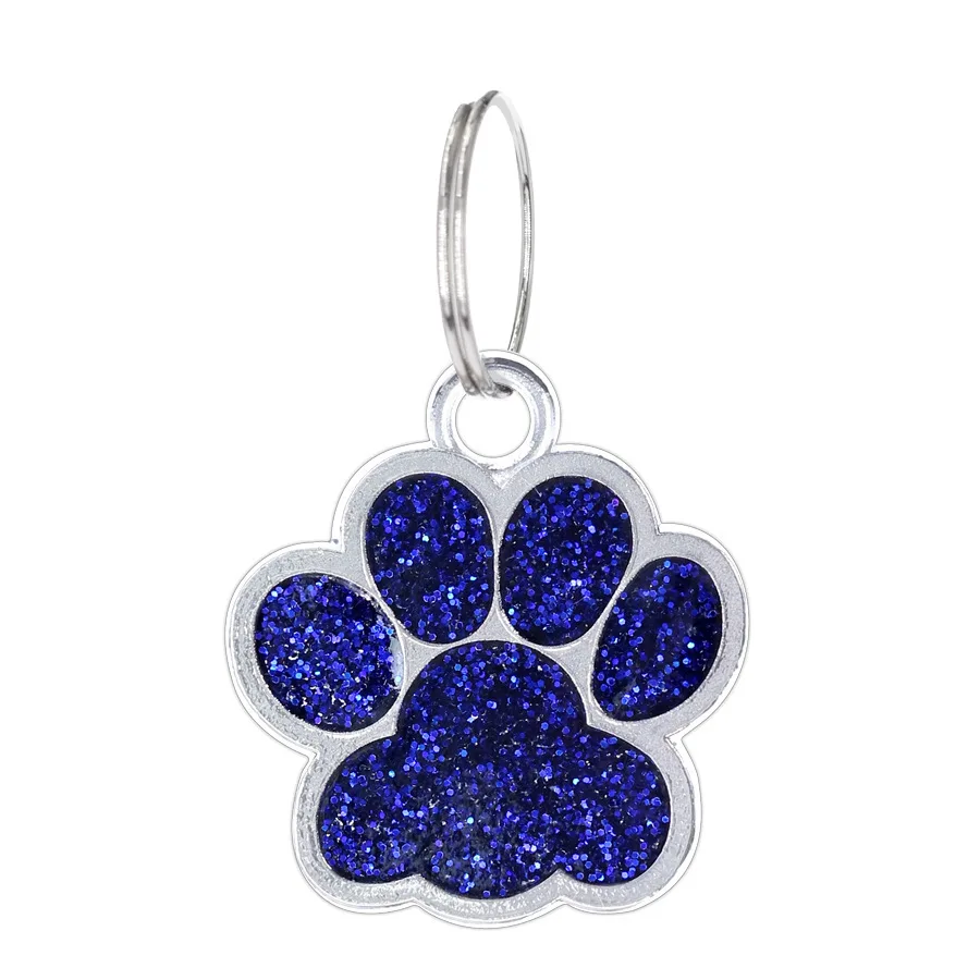 Dog Cat Paw Charm For Jewelry Making Glitter Pendant Hang Charm With Keyring Keychain Pet Collar Accessories Paw Glitter Pendant