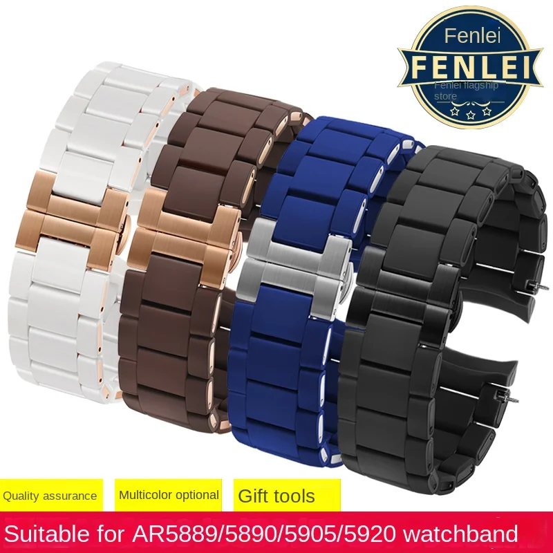 

Silicone Watchband + stainless steel For Armani AR5905 AR5889 AR5890 5891 AR5920 5921 AR5905 Man Strap 23mm Woman 20mm bracelet