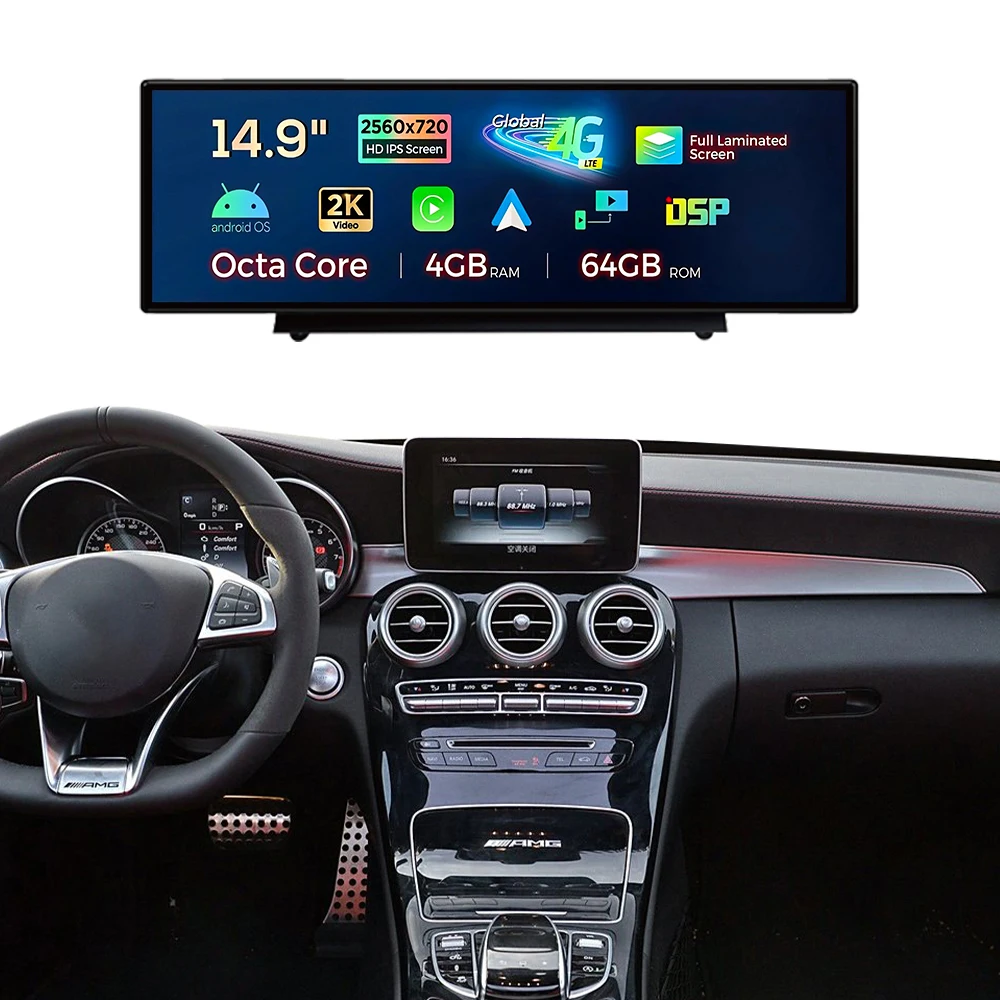 

C Class W204 14.9 Inch Android Car Screen Navigation Wireless CarPlay Android Auto Bluetooth Car Dvd Player For Mercedes Benz