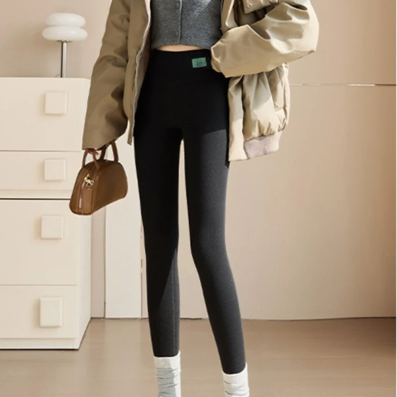 Leggings térmicos con forro polar para mujer, cintura alta, diseño sin costuras con interior de felpa ligero, pantalones cálidos y pesados