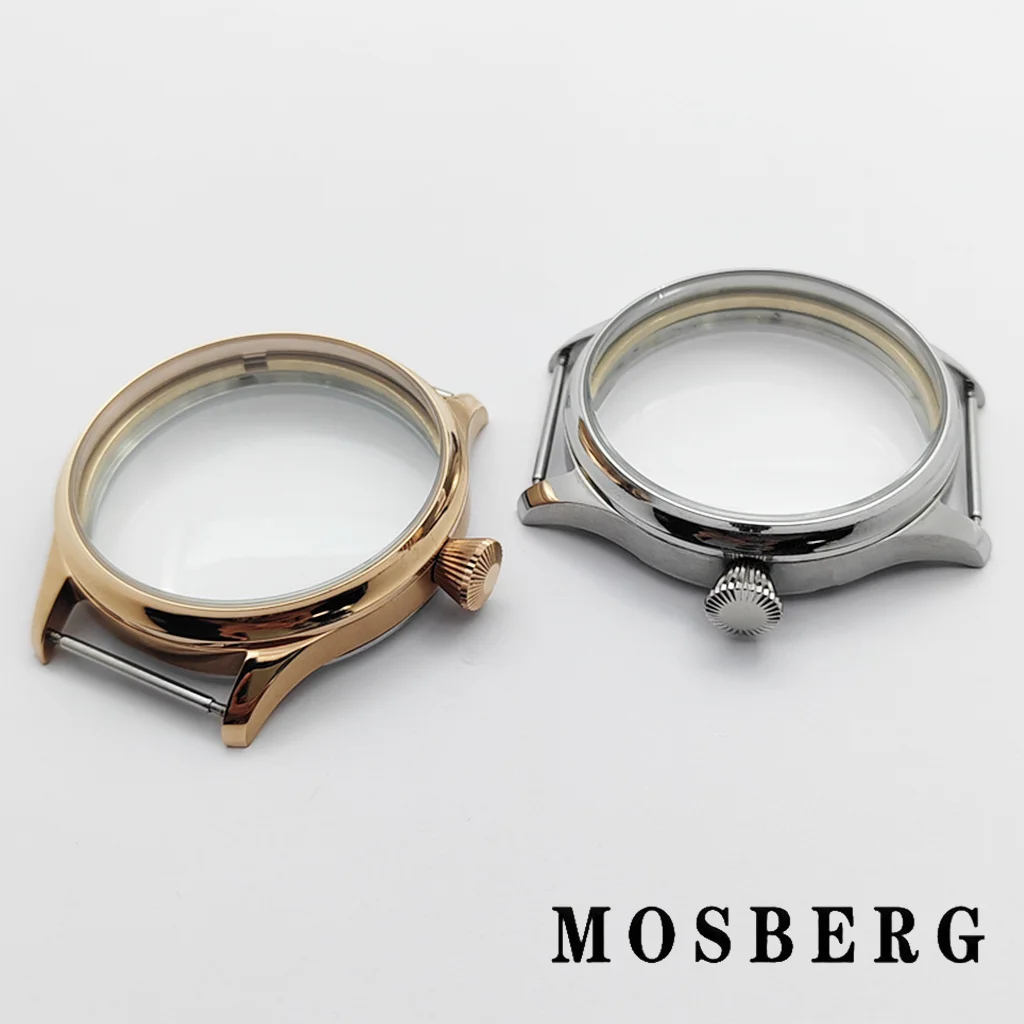 44mm 6497 Cassa per orologio polacco Argento/Nero Solido acciaio inossidabile per ETA 6498 6497 ST3600 3620 Movimento Orologi Accessori Parti