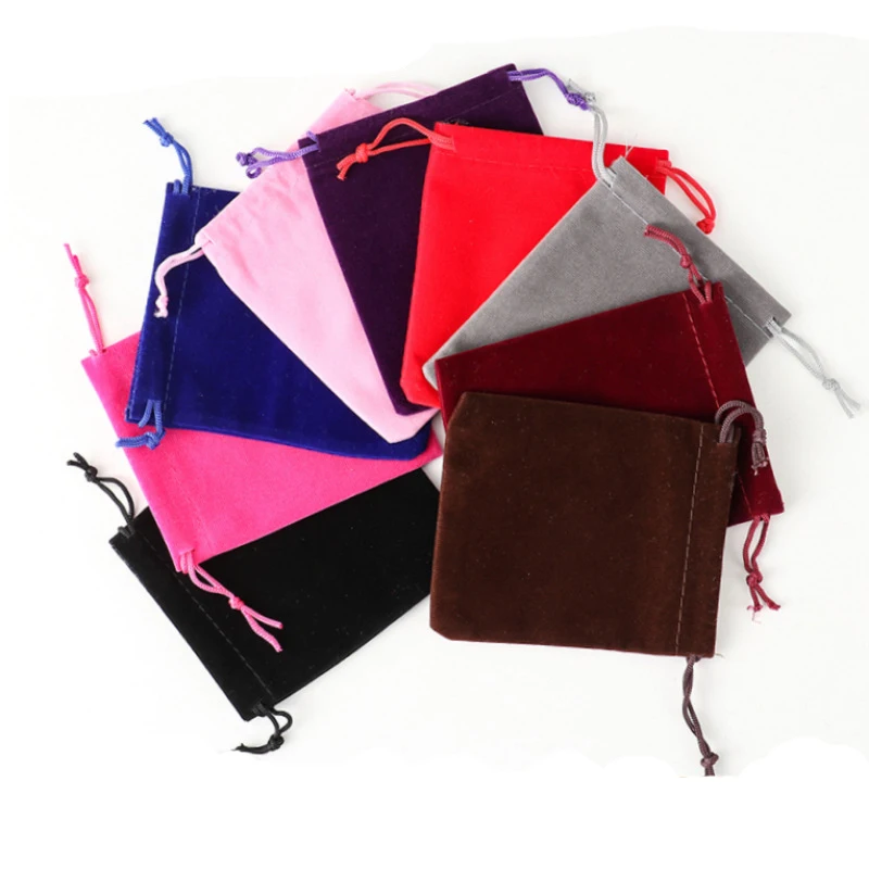 10Pcs/Lot Small Velvet Jewelry Bag Necklace Ring Bracelet Earrings Jewelry Wedding Packaging Bags Drawstring Pouches Gift Bag