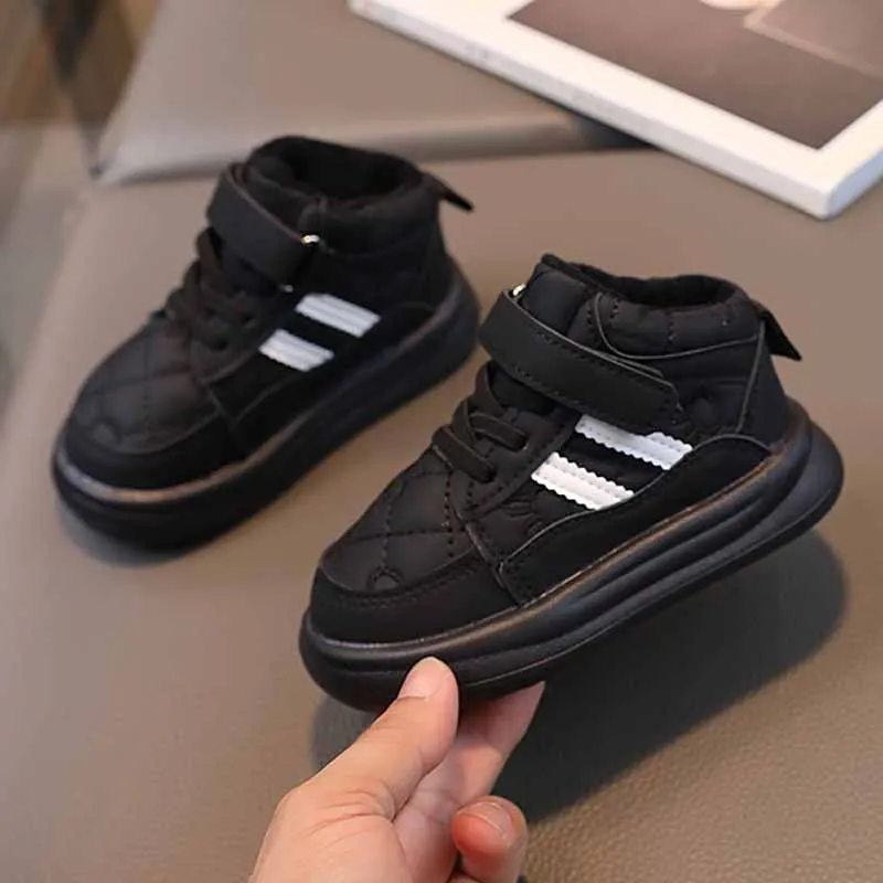 Autumn Winter Plus Cashmere Warm Shoes for Children 2023 New Hook Sneakers Boys Girls Non-slip Outdoor Shoes Student Footwears