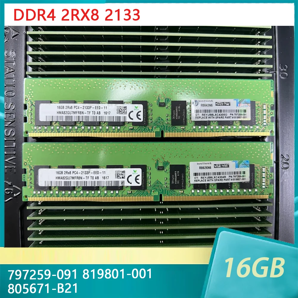 

1 шт. для HP 16G RAM 797259-091 819801-001 805671-B21 16GB DDR4 2RX8 2133 UDIMM ECC память