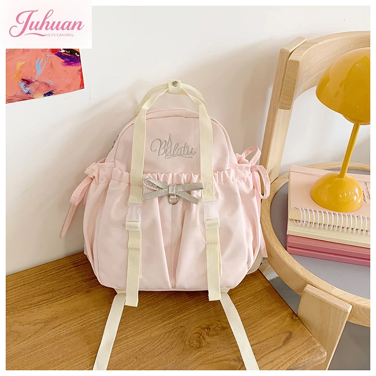 Japanese Sweet Lolita Backpack Lta Bag Cute Girl Pleated Lace Backpack College Wind Oblique Cross Student Schoolbag for Women