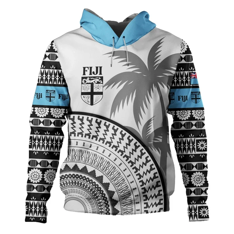 New In 3D Print Fiji Tapa Polynesian Hoodies For Men Fashion Streetwear Tops Long Sleeves Hoodie Clothing Hooded Sweatshirts