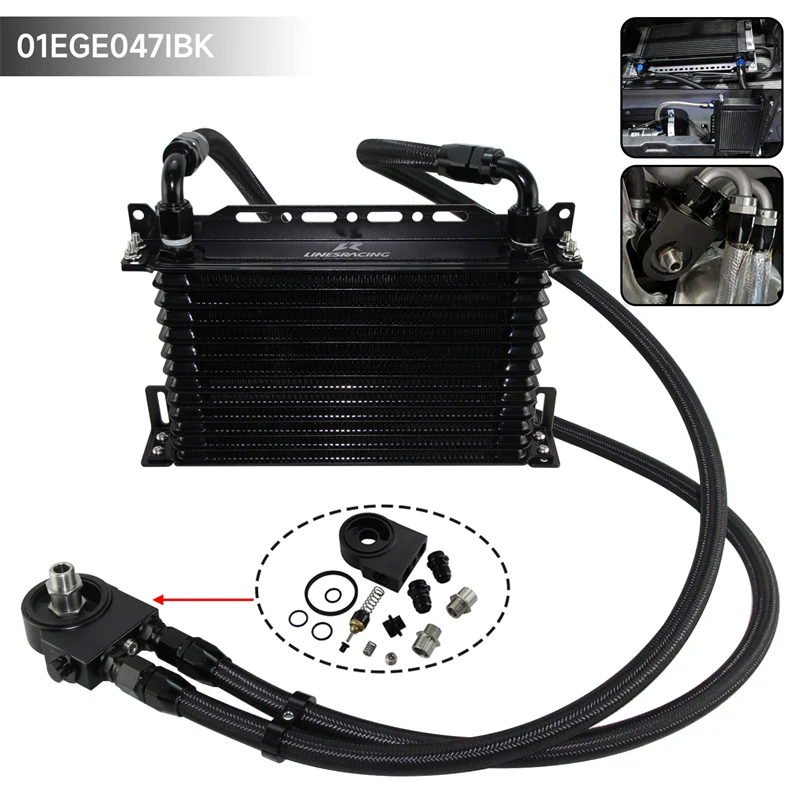 

13 Row Oil Cooler Kit Universal AN10 Thermostatic 85±0.5°+Mounting Brackets Kit For 3/4X16UNF and M20XP1.5