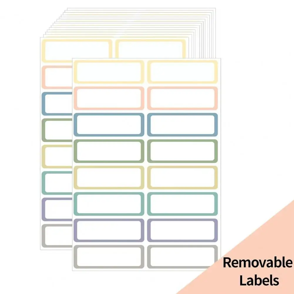 

Removable Labels Self-adhesive Colored Labels Stickers Oil Water Tear Resistant Rectangular Stickers for Food Containers Storage