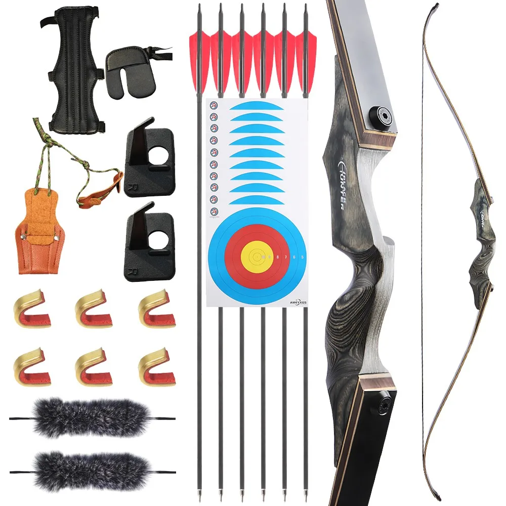 20-60Ibs Takedown Recurve Bow Arrow Kit  60inch Split Bow Wooden Riser Limbs Archery Outdoor Target Hunting Shooting Accessory
