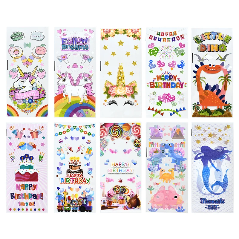 

50Pcs Mermaid Unicorn Cartoon Candy Bags Plastic Snack Biscuit Packaging Bag Kids Birthday Party Gift Baby Shower