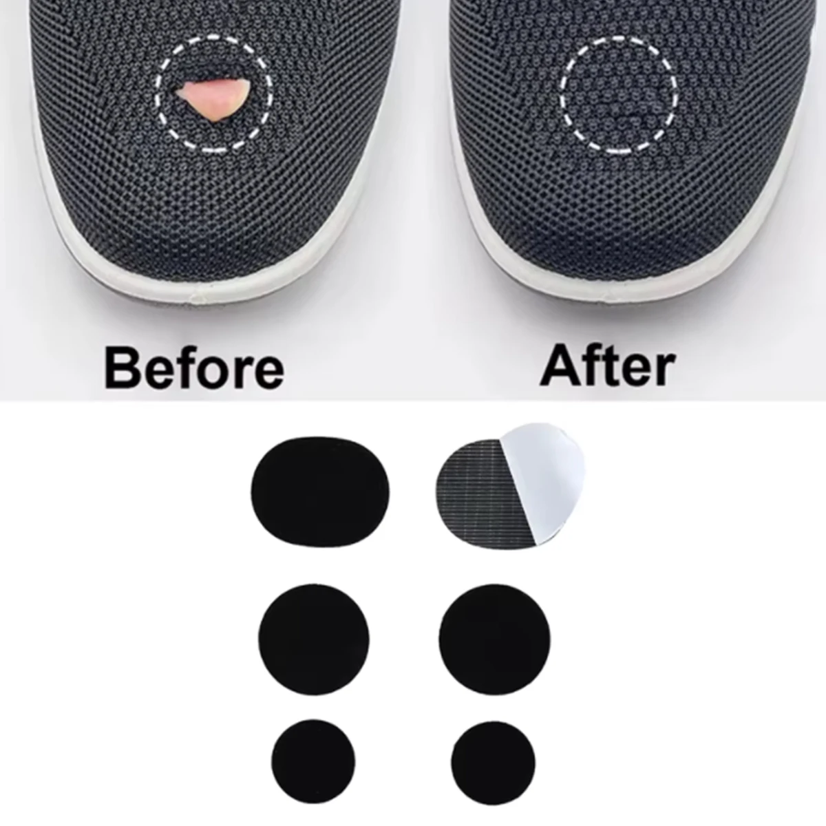 6pcs Black Repair Patch for Sports Shoes, for Sneaker Uppers, Leather Shoe Hole Repair Patches, And Heel Patches