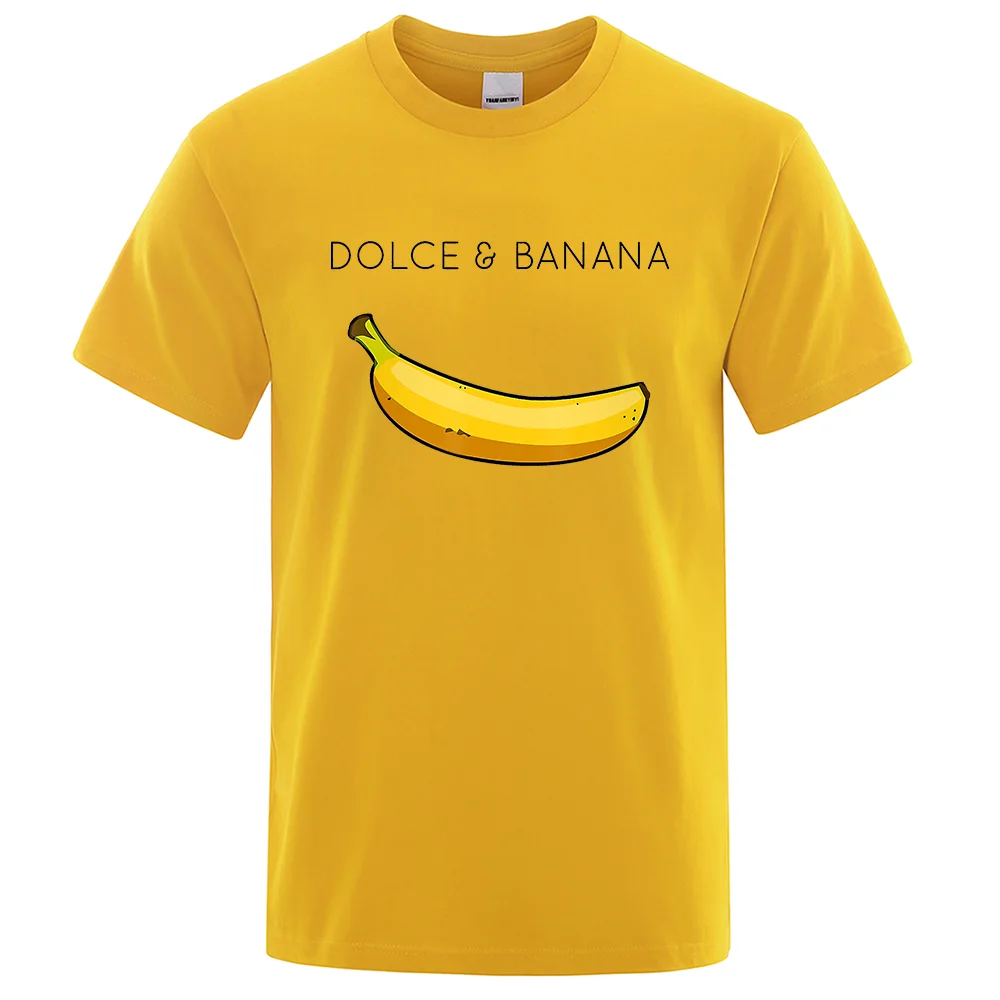 Summer Fashion Dolce & Banana Print Men T-shirts Casual Breathable Tops Oversized Cotton Tshirt Male Short Sleeve Top Tees M-4XL