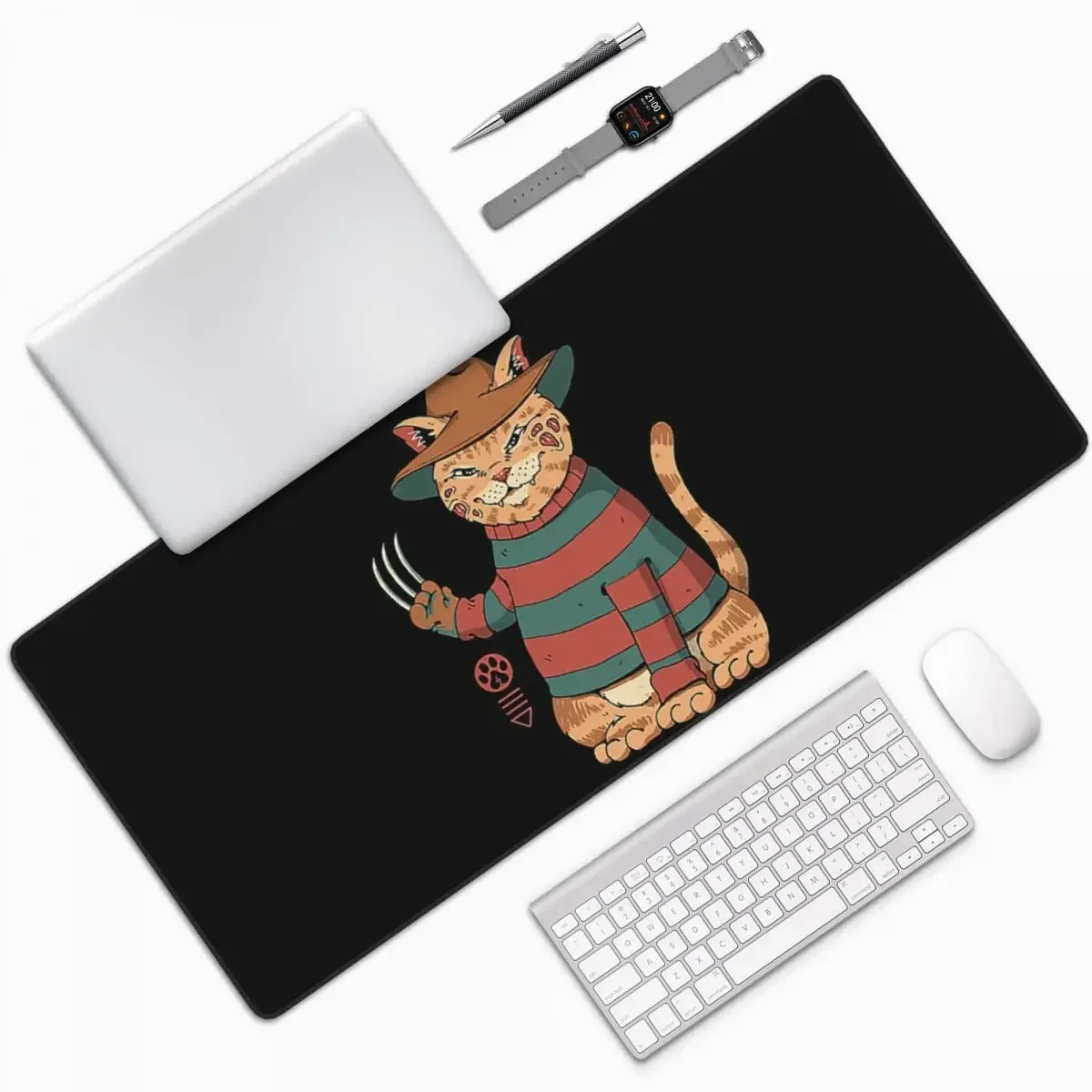 كاتانا القطط ريترو الساموراي ياكوزا حامل كبير ماوس الوسادة الكمبيوتر لوحة المفاتيح ماوس حصيرة الألعاب الكمبيوتر المحمول حصيرة مكتبية طاولة مكتبية الحصير