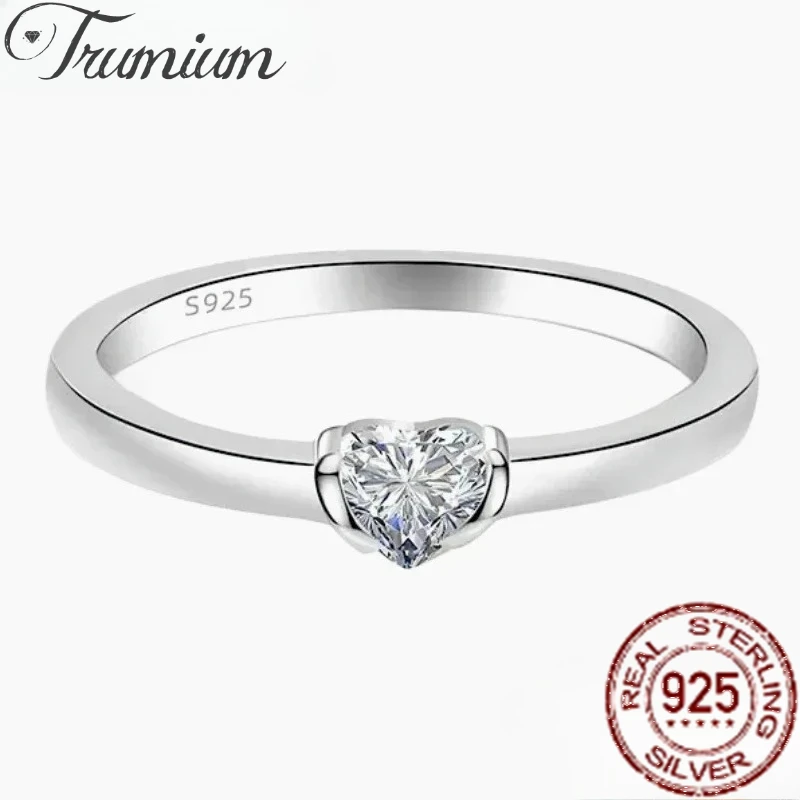 

Trumium 0.3ct Heart Shaped Moissanite Solitaire Engagement Rings for Women S925 Sterling Silver Promise Wedding Bands Jewelry